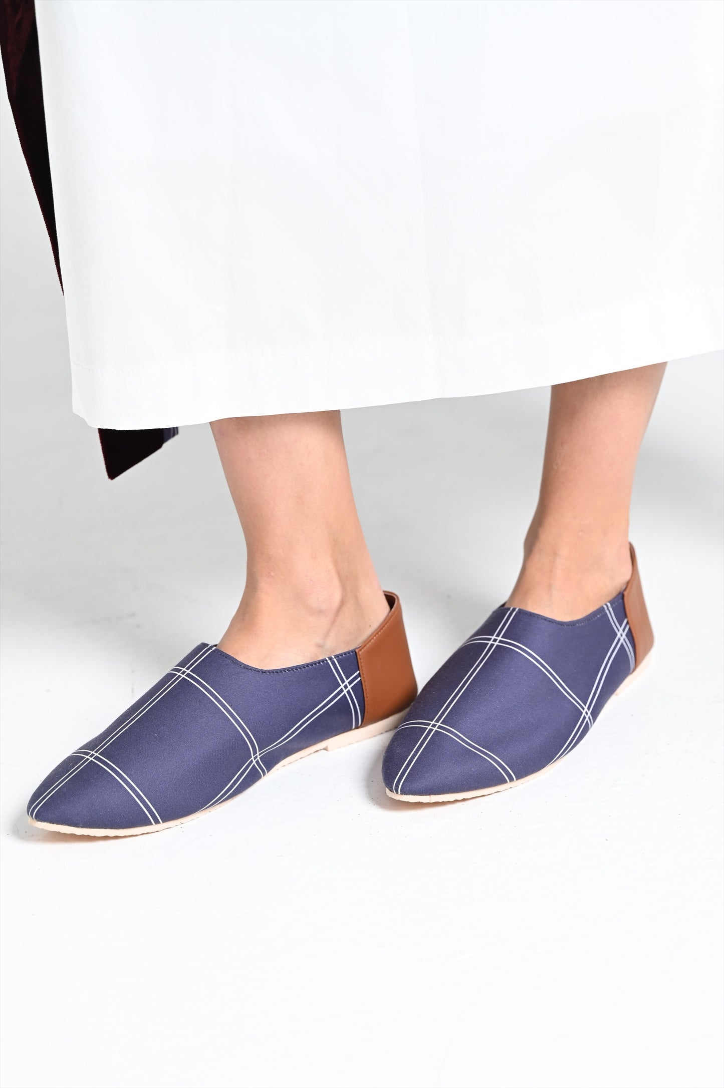 navy blue checkered shoes