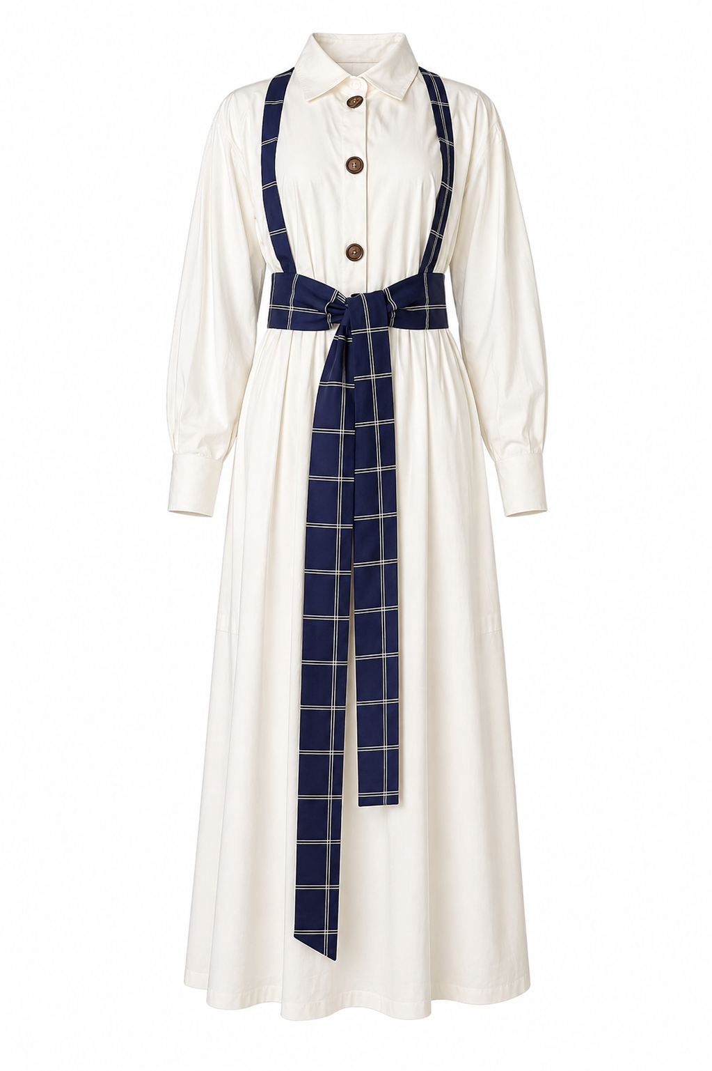 White shirt and navy belt